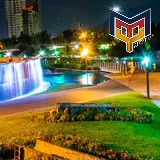 Bella postal nocturna del Paseo Santa Lucia de Monterrey, Nuevo León
